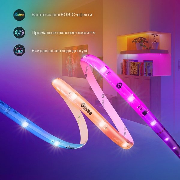 Стрічка світлодіодна розумна Govee H619A RGBIC Basic Wi-Fi + Bluetooth LED Strip Light With Protective Coating 5м Білий