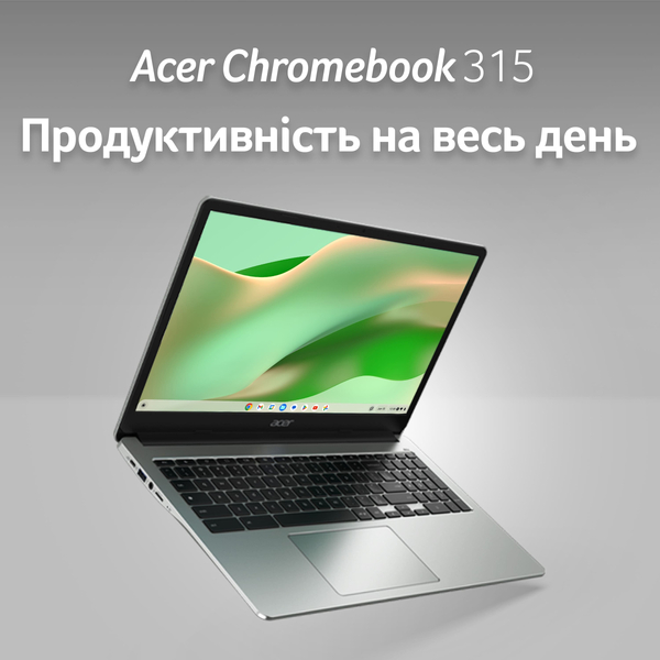 Ноутбук Acer Chromebook CB315-5H 15" FHD IPS, Intel C N100, 8GB, F128GB, UMA, ChromeOS, серебристый