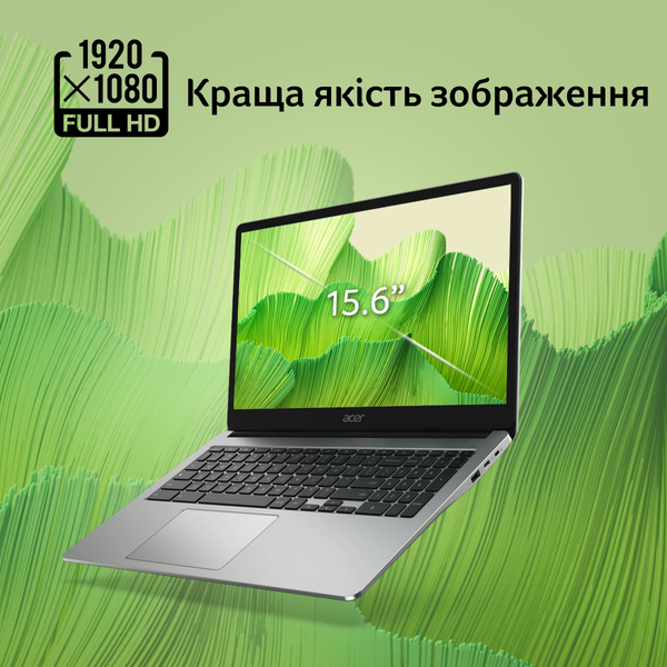 Ноутбук Acer Chromebook CB315-5H 15" FHD IPS, Intel C N100, 8GB, F128GB, UMA, ChromeOS, серебристый
