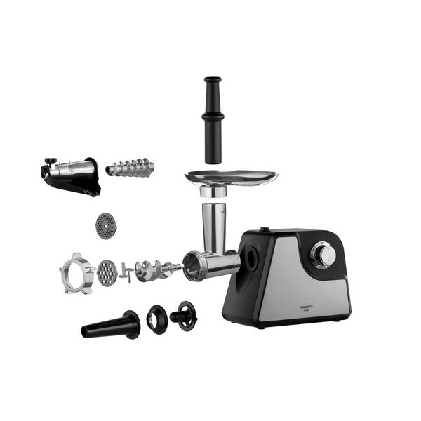 Мясорубка Ardesto, 1700Вт, 1.6кг/мин, 2 решетки, насадка для колбас, кеббе, томатов, пластик/металл, черно-серебристый