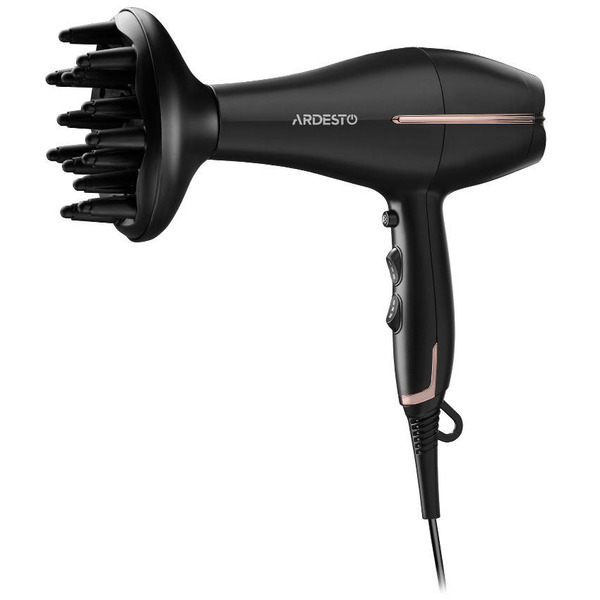 Фен Ardesto  HD-Y220PRO, 1850-2200Вт, 2 скорости,3 темп. режима, диффузор,черный+золото