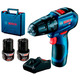 Шуруповерт-дрель ударный аккумуляторный  Bosch GSB 12V-30, 12В 2х2Ач, 18/30Нм, 20+2, 0-420/1600об/мин, кейс, 0.82кг