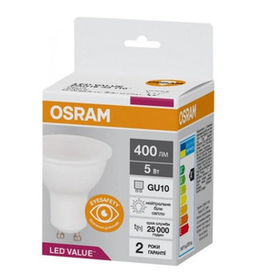 Лампа OSRAM LED GU10 5Вт 4000K 400Лм PAR16 VALUE