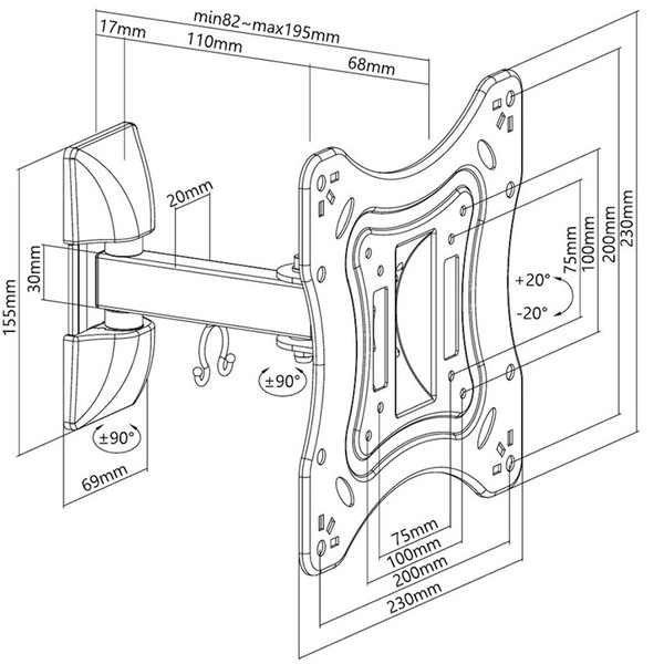 Кронштейн Satelit 19-43PIVOT200 (VESA200х200)