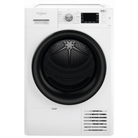 Сушильна машина Whirlpool тепловий насос, 9кг, A++, 65см, дисплей, люк чорний, білий