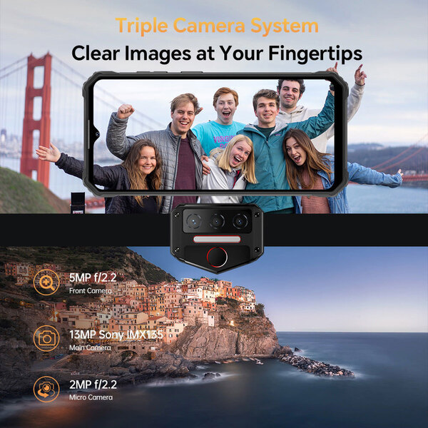 Смартфон Oukitel wp23 pro 6.52HD+ / 8GB/128GB / T606 /10600mAh /13+5Мп/ IP69K /NFC Black