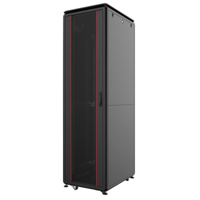 Шафа MIRSAN 19", 42U, GTV, скляні двері, 800x1000 мм, максимально 2000 кг, чорна