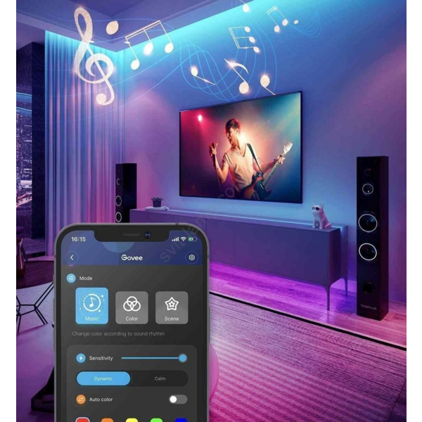 Стрічка світлодіодна розумна Govee H615A RGB Smart Wi-Fi + Bluetooth LED Strip Lights 5м, білий (H615A3A3)