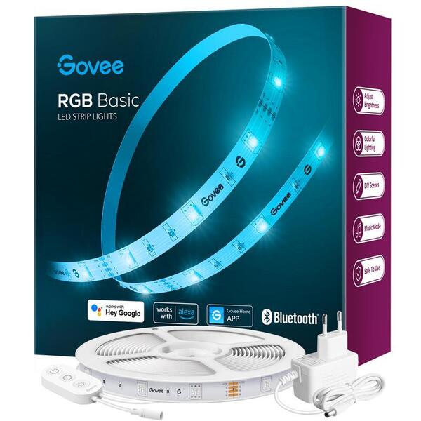 Стрічка світлодіодна розумна Govee H615A RGB Smart Wi-Fi + Bluetooth LED Strip Lights 5м, білий (H615A3A3)