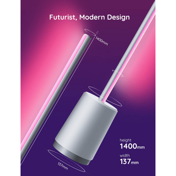 Торшер розумний Govee H6072 Lyra, 1500Lm, RGBICWW, WI-FI/Bluetooth, сірий (H6072382)