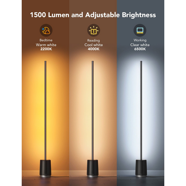 Торшер розумний Govee H6072 Lyra, 1500Lm, RGBICWW, WI-FI/Bluetooth, сірий (H6072382)