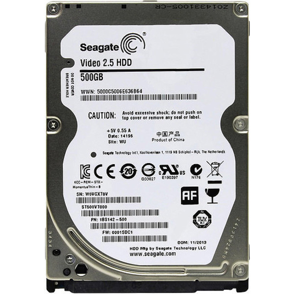 Накопитель HDD 2.5" SATA  500GB Seagate 5400rpm 16MB Video (ST500VT000) Refurbished