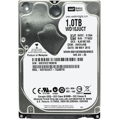 Накопитель HDD 2.5" SATA 1.0TB WD AV-255400rpm 16MB (WD10JUCT) Refurbished