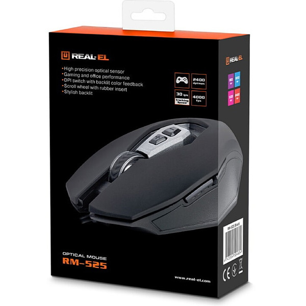 Мышь REAL-EL RM-525 Black (EL123200029)