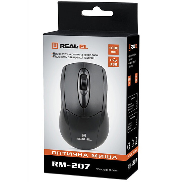 Миша REAL-EL RM-207 Black EL123200015