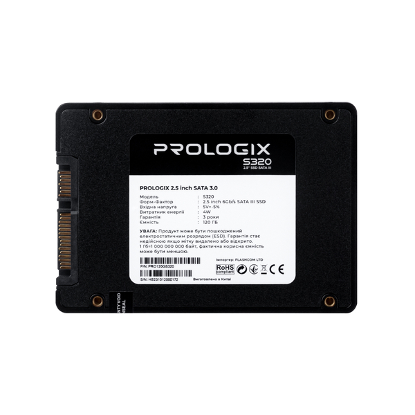 Накопитель SSD  120GB Prologix S320 2.5" SATAIII TLC (PRO120GS320)