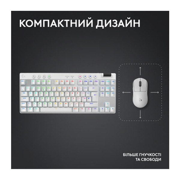 Клавиатура Logitech G PRO X TKL Lightspeed White Tactile 920-012148