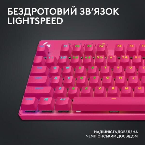 Клавiатура Logitech G PRO X TKL Lightspeed Magenta 920-012159