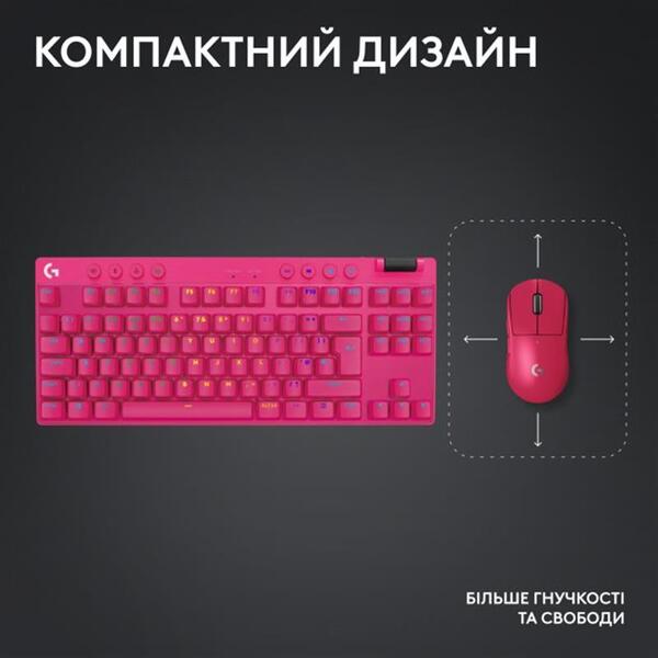 Клавiатура Logitech G PRO X TKL Lightspeed Magenta 920-012159