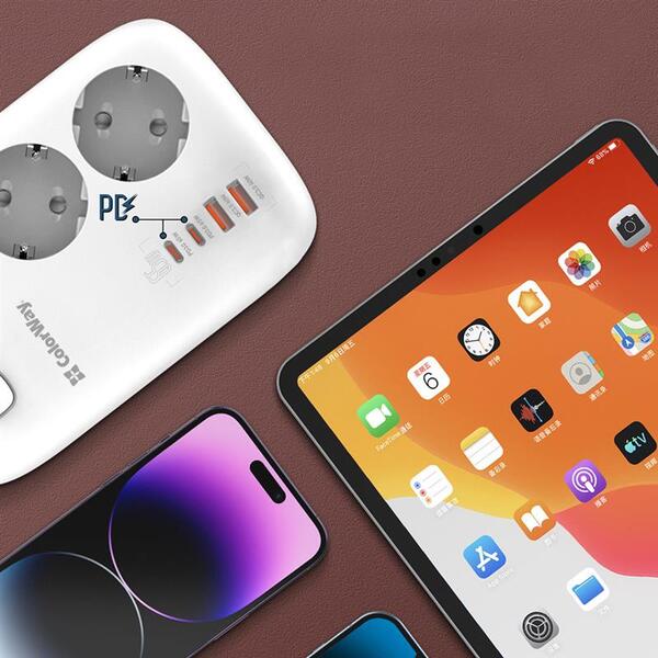 Фільтр живлення ColorWay CW-CHE34PDW GaN3 Pro PD 65W (2USB-A + 2 TYPE-C) 3 розетки, 4 USB, 2 м, білий