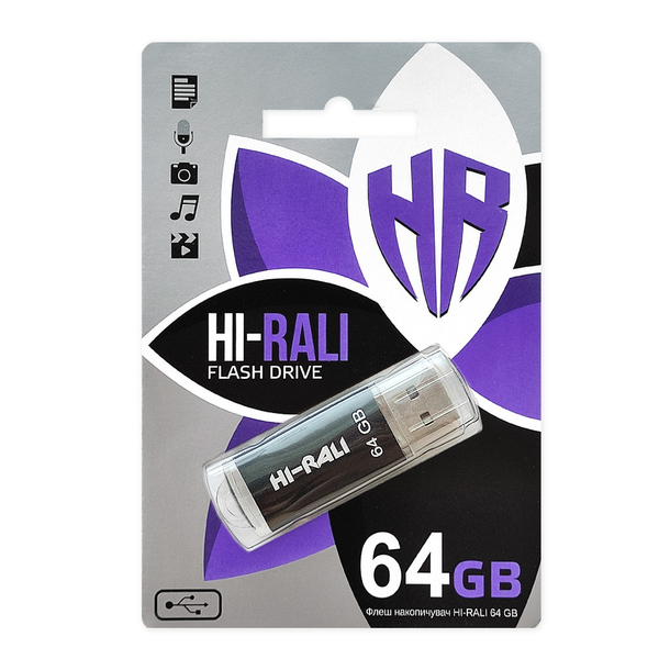 USB-Флешка USB 64GB Hi-Rali Rocket Series Black (HI-64GBVCBK)