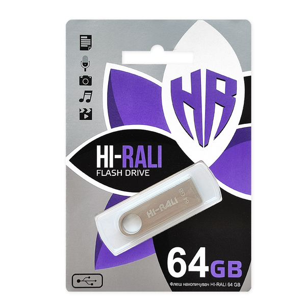 USB-Флешка USB 64GB Hi-Rali Shuttle Series Silver (HI-64GBSHSL)