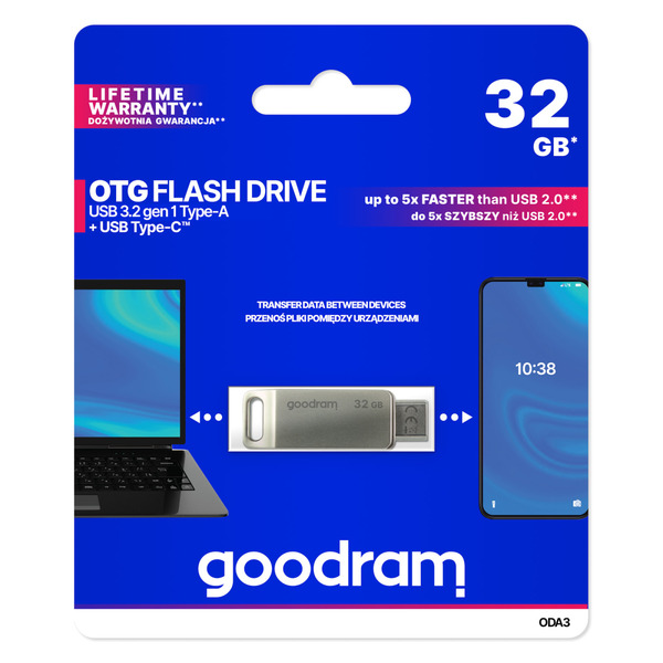 USB-Флешка USB 3.2 32GB OTG Type-C Goodram ODA3 Silver (ODA3-0320S0R11)