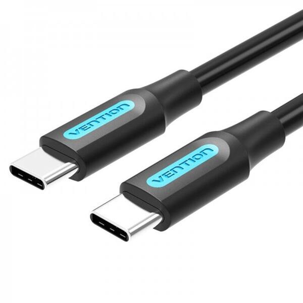 Кабель Vention USB Type-C - USB Type-C (M/M) TPE Round PD 60W, 3A, 2 м, Black (COSBH)
