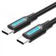 Кабель Vention USB Type-C - USB Type-C (M/M) TPE Round PD 60W, 3A, 2 м, Black (COSBH)