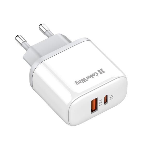 Мережевий зарядний пристрій ColorWay Power Delivery Port PPS USB (Type-C PD + USB QC3.0) (45W) White (CW-CHS042PD-WT)