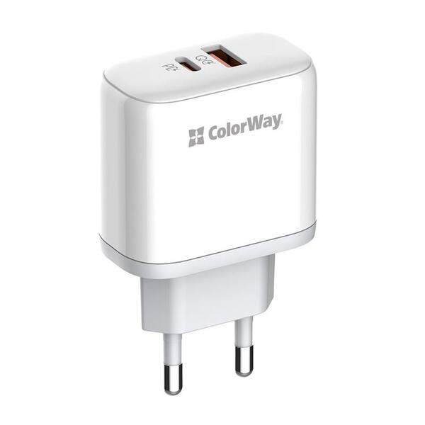 Мережевий зарядний пристрій ColorWay Power Delivery Port PPS USB (Type-C PD + USB QC3.0) (45W) White (CW-CHS042PD-WT)