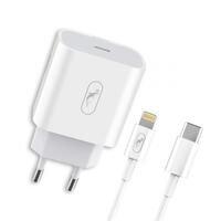 Зарядное устройство SkyDolphin SC18EL PD2.0 (1USB-С, 3A) White (MZP-000156) + кабель Lightning