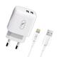 Зарядное устройство SkyDolphin SC22EBL (2USB, 2.1A) White (MZP-000162) + кабель Lightning