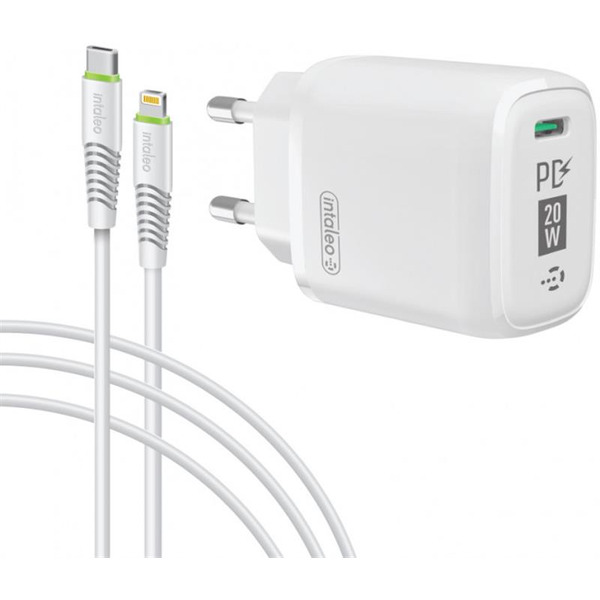 Мережевий зарядний пристрій Intaleo TCGQPD120L (1USBx3A) White (1283126510007) + кабель Lightning