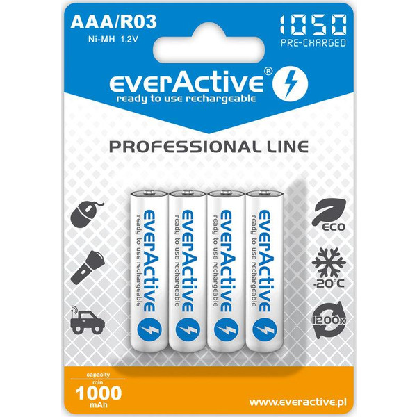 Аккумулятор everActive AAA/HR03 Ni-MH 1050mAh BL 4шт