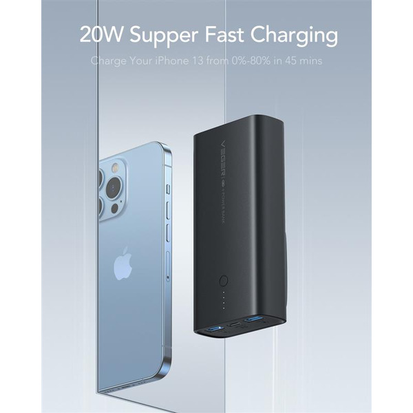 Зовнішній акумулятор (Power Bank) Veger ACE100 10000mAh Black (W1146) (1283126559143)