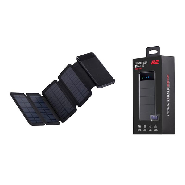 Внешний аккумулятор (Power Bank) 2E Solar 8000mAh Черный (2E-PB814-BLACK)