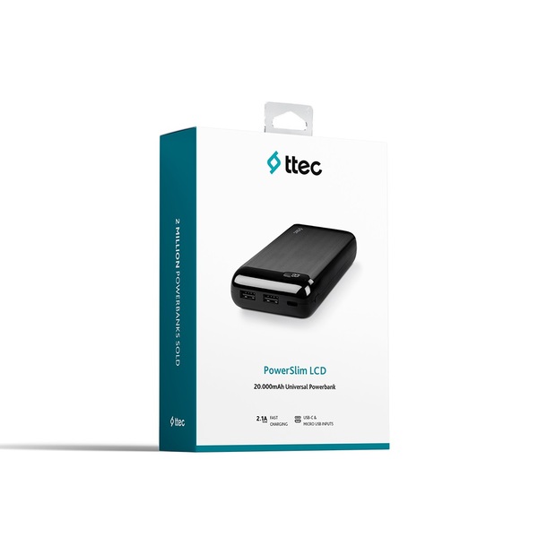 Внешний аккумулятор (Power Bank) Ttec 20000mAh PowerSlim Black (2BB184S)