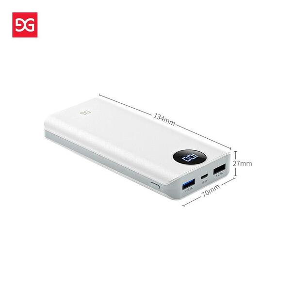 Зовнішній акумулятор (Power Bank) Gusgu Xiamen Mini 80000M 20000 mAh White (GB/T-35590/UA-102807)
