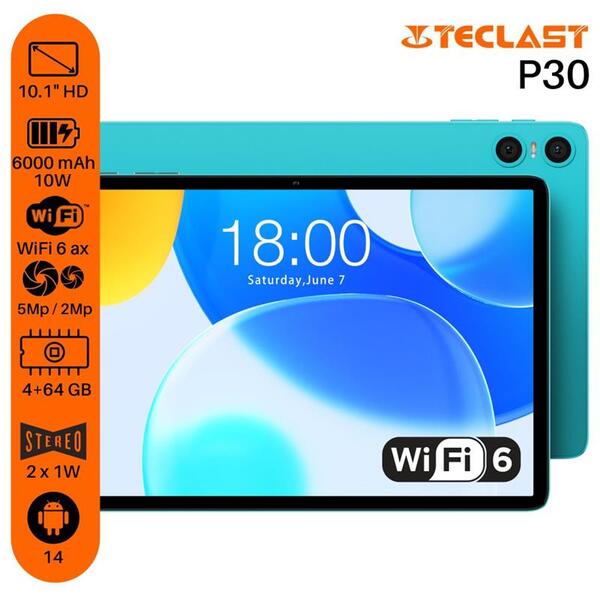 Планшет Teclast P30 10.1' HD /4GB/64GB/ A523 / 6000mAh/ WIFI / 2+5MP/ Metal/ Blue