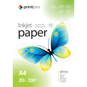 Фотобумага PrintPro глянцевая 200г/м2 A4 20л (PGE200020A4)