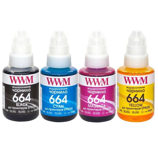 Комплект чернил WWM для Epson L110/L210/L300 4х140г B/C/M/Y (E664SET4)
