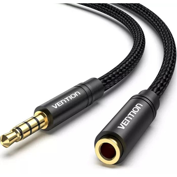Кабель Vention 3.5 мм - 3.5 мм (M/F), 1.5 м, чорний (BHBBG)