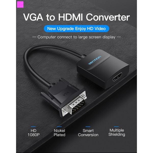 Адаптер Vention VGA-HDMI, 0.2 m, со звуком и питанием (ACNBB)