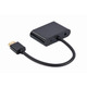 Адаптер Cablexpert HDMI - HDMI/VGA+Аудио 3.5 мм, M/F, 0.15 м, черный (A-HDMIM-HDMIFVGAF-01) коробка