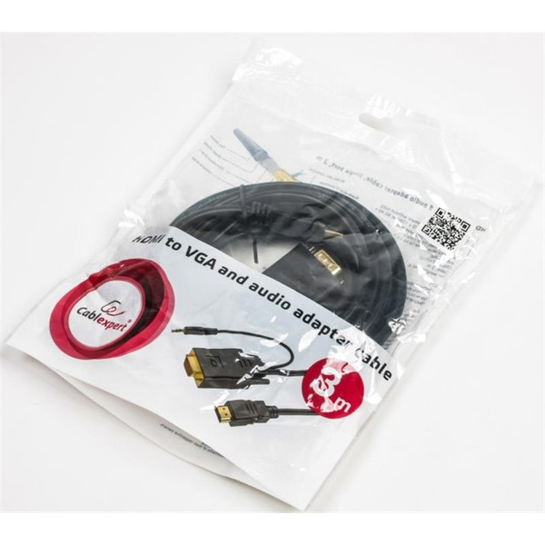 Кабель Cablexpert HDMI - VGA+3.5 мм V 1.4 (M/M), 3 м, черный (A-HDMI-VGA-03-10) пакет