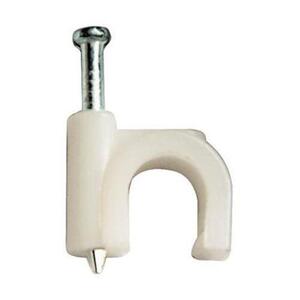 Скоба (клипса) с гвоздем для крепления кабеля 6 мм белая (упаковка 100 шт.)