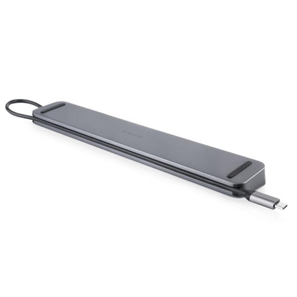 Концентратор REAL-EL CQ-1000 USB3.0х3/USB-C/HDMI/VGA/RJ45/SD/TF/3.5 mm audio, 0.4m, Space Grey