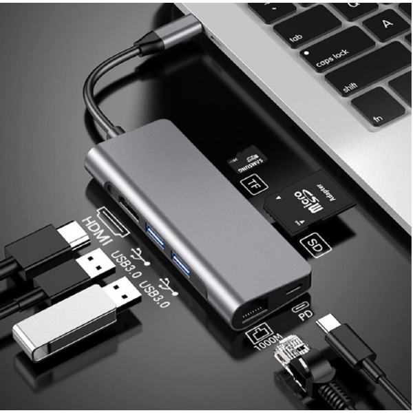 Док-станция ProLogix (PR-WUC-105B) 7 in 1 USB3.1 Type C to HDMI+2*USB3.0+PD+Lan+TF+SD