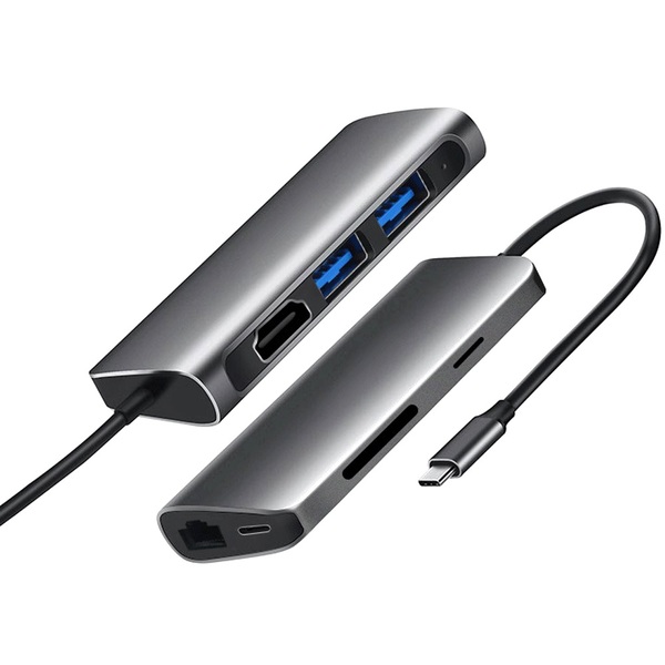 Док-станция ProLogix (PR-WUC-105B) 7 in 1 USB3.1 Type C to HDMI+2*USB3.0+PD+Lan+TF+SD